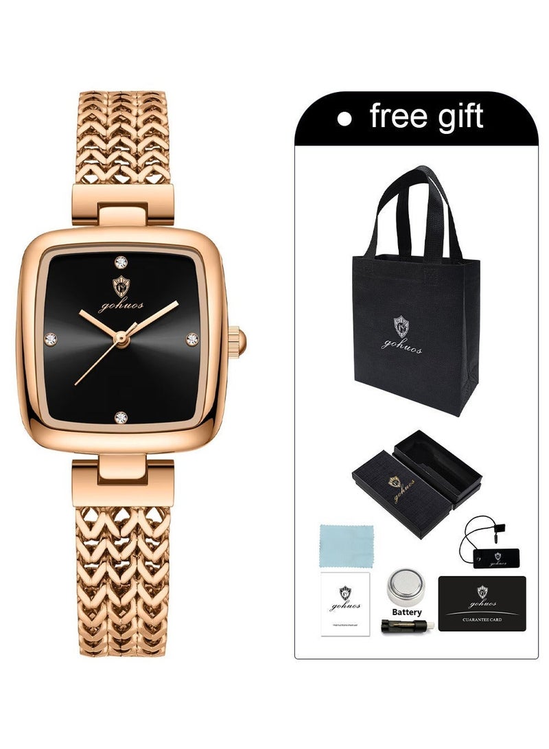 جوهوس ساعة نسائية، سوار من الفولاذ المقاوم للصدأ، ساعة يد كلاسيكية فاخرة تعمل بالكوارتز ومقاومة للماء - 28 مم - Image 3