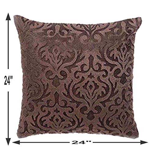 Belive-Me Velvet Embos Dark Brown Large Cushion Covers For Sofa Set Of 5 Pieces (24 X 24Inch / 60 X 60Cm, Brown), 180 TC - Image 3