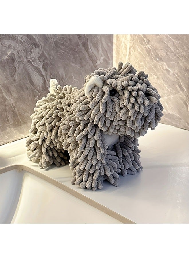 1pc Cute Puppy-Shaped Hand Towel, Soft Chenille, Wall-Mountable, Multi-Color Options - Ideal for Kitchen & Bathroom Use, Towels - Image 1