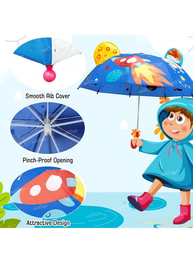 Zest 4 Toyz Umbrella for Kids Waterproof Easy To Carry Lightweight 3D Cartoon Manual Umbrella For Rain Kids Umbrella for Girls - Blue - Image 2