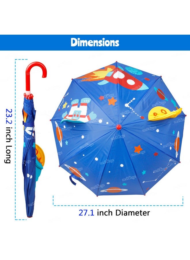 Zest 4 Toyz Umbrella for Kids Waterproof Easy To Carry Lightweight 3D Cartoon Manual Umbrella For Rain Kids Umbrella for Girls - Blue - Image 3