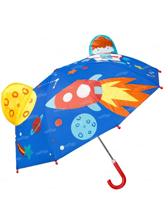 Zest 4 Toyz Umbrella for Kids Waterproof Easy To Carry Lightweight 3D Cartoon Manual Umbrella For Rain Kids Umbrella for Girls - Blue - Image 1