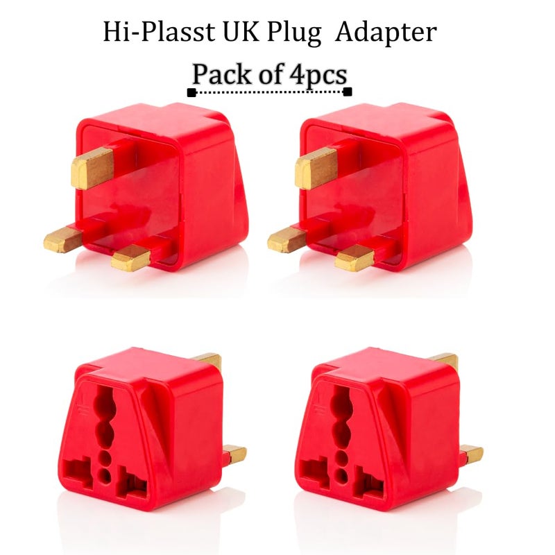 HI PLASST PINS N PLUGS HiPlasst India to UK Adapter TypeG Plug 4pcs Pack UK Travel Converter for Indian Plugs for use in Dubai Singapore Hong Kong Maldives Compact Durable Red - Image 5
