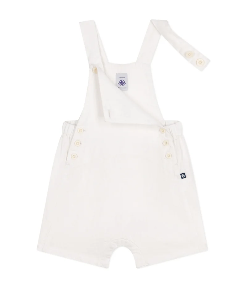 Petit Bateau Babies' Short Linen Dungarees