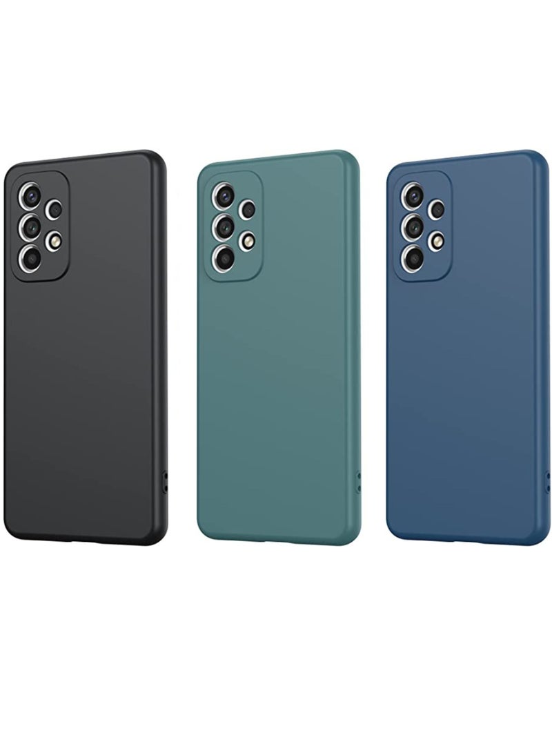 SARAOONT Samsung Galaxy A53 5G  3-Pack Matte Silicone Case Cover - Slim, Colorful, Good Grip (Black, Blue, Green) - Image 1