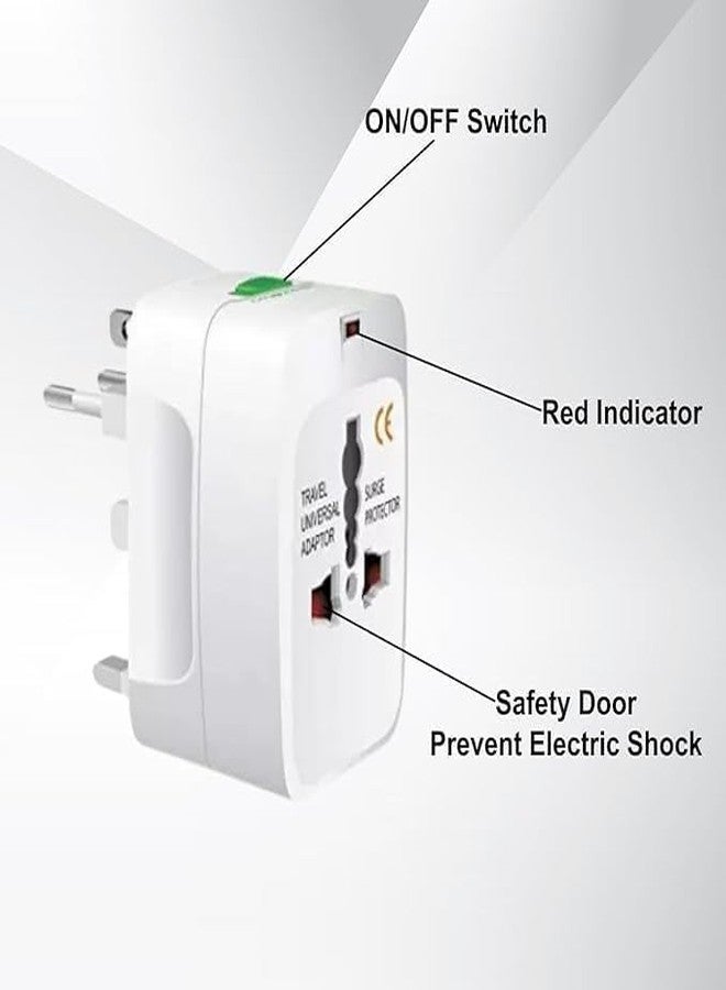 COPY LINE 3-Pin 240V Universal Travel Adapter with LED Indicator | Convenient and Compact | White, Pack of 1 - Image 2