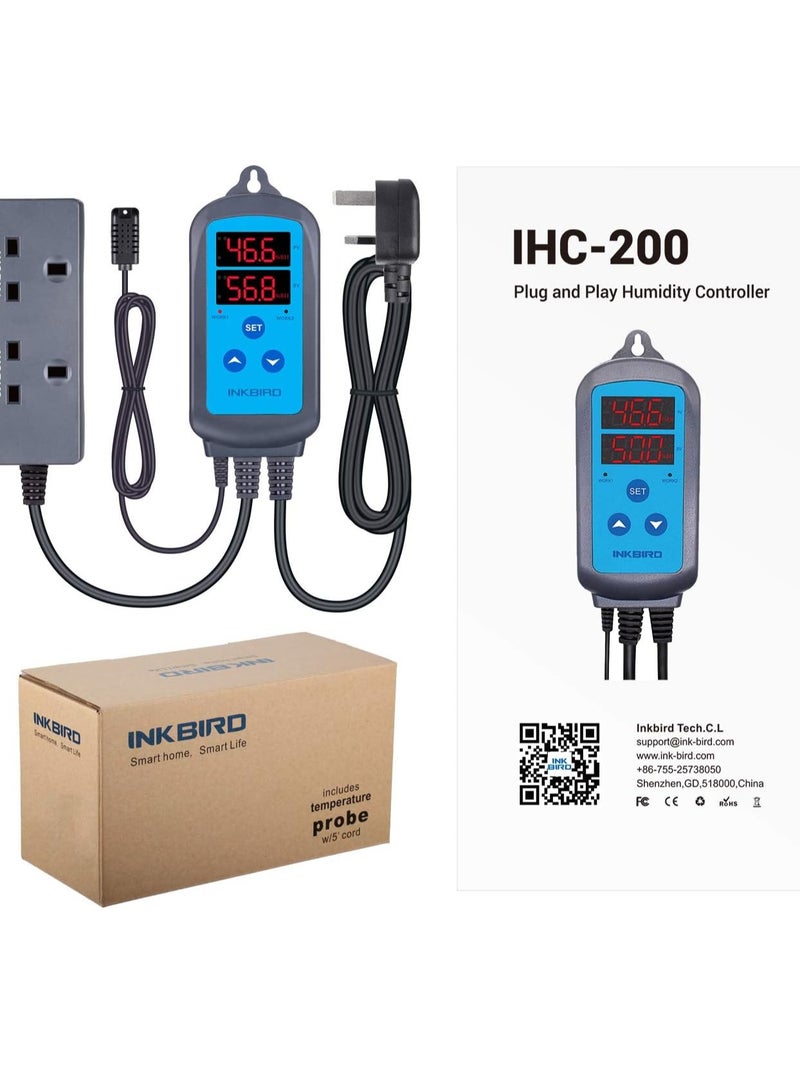 Inkbird IHC-200 Dual Relays Digital Humidity Controller RH Humidistat for Hygrostat Humidifier Dehumidifier - Image 3