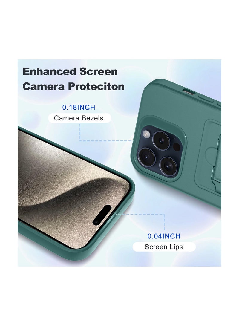 Wtech Silicone TPU With Card Holder Case Cover For Apple iPhone 15 Pro Max 2023 Dark Green  - Image 2