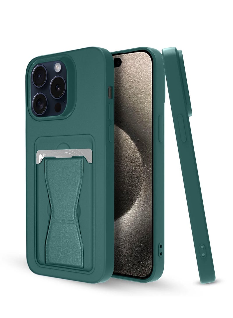 Wtech Silicone TPU With Card Holder Case Cover For Apple iPhone 15 Pro Max 2023 Dark Green  - Image 1