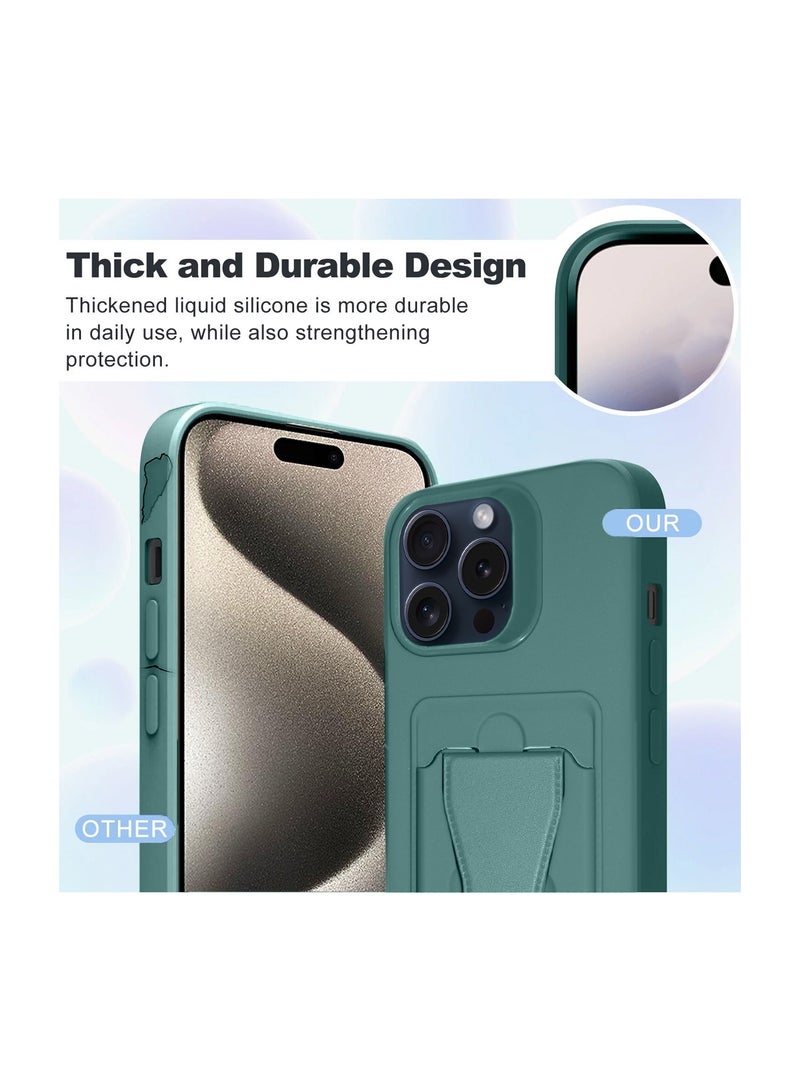 Wtech Silicone TPU With Card Holder Case Cover For Apple iPhone 15 Pro Max 2023 Dark Green  - Image 3