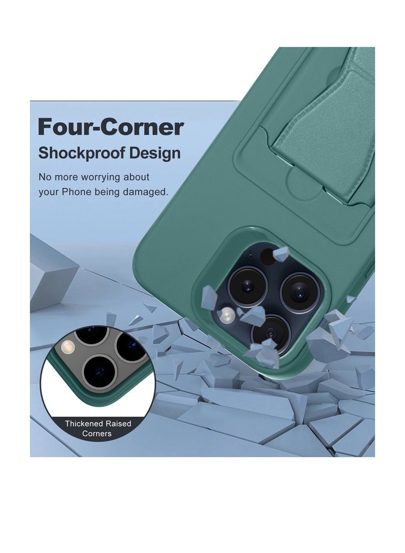 Wtech Silicone TPU With Card Holder Case Cover For Apple iPhone 15 Pro Max 2023 Dark Green  - Image 4