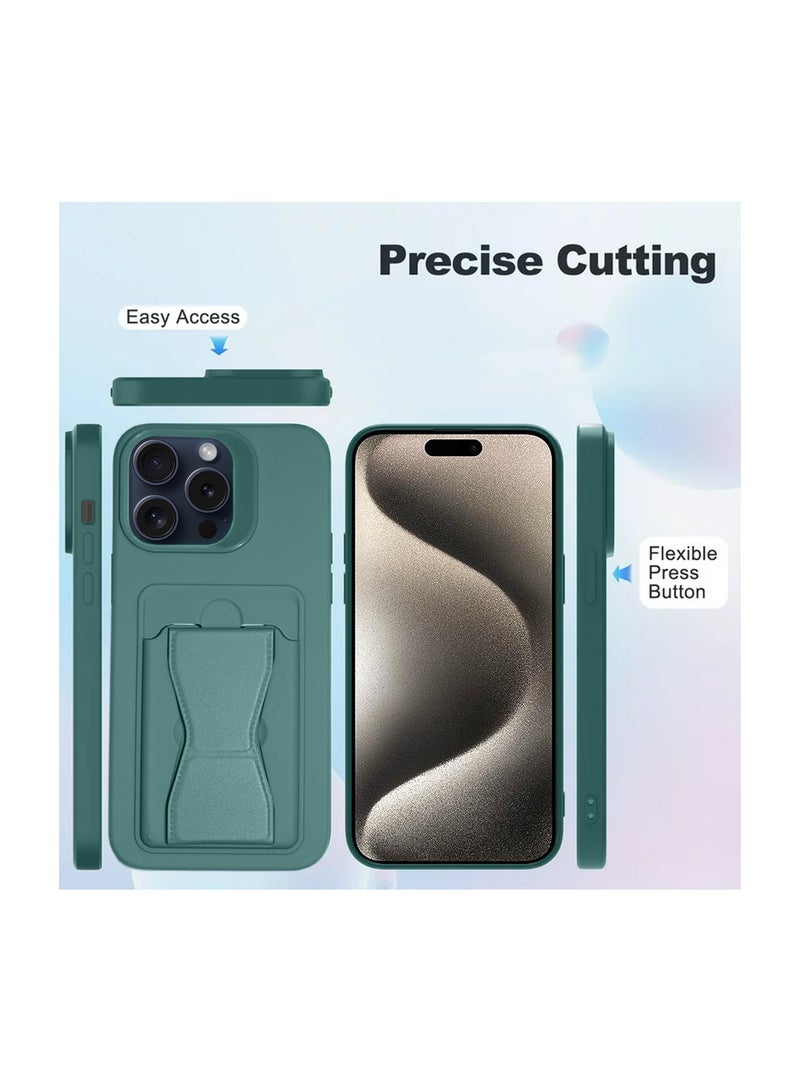 Wtech Silicone TPU With Card Holder Case Cover For Apple iPhone 15 Pro Max 2023 Dark Green  - Image 5