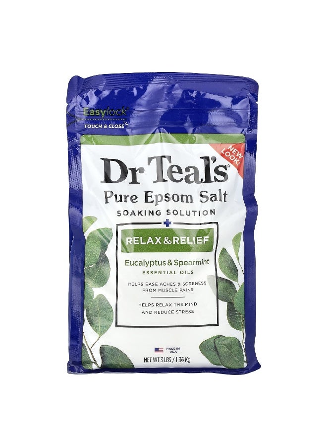 Dr. Teals Dr. Teal's, Pure Epsom Salt Soaking Solution, Eucalyptus & Spearmint, 3 lbs (1.36 kg) - Image 1
