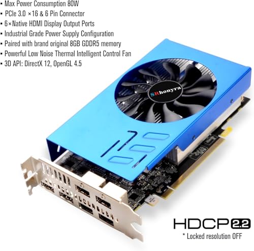 SRhonyra RX 580 8GB Graphics Card 6 Monitors Video Card HDMI 2.0 Outputs for Stock Trading, Monitoring, Video Wall Presentation, Projection and Fusion - Image 4