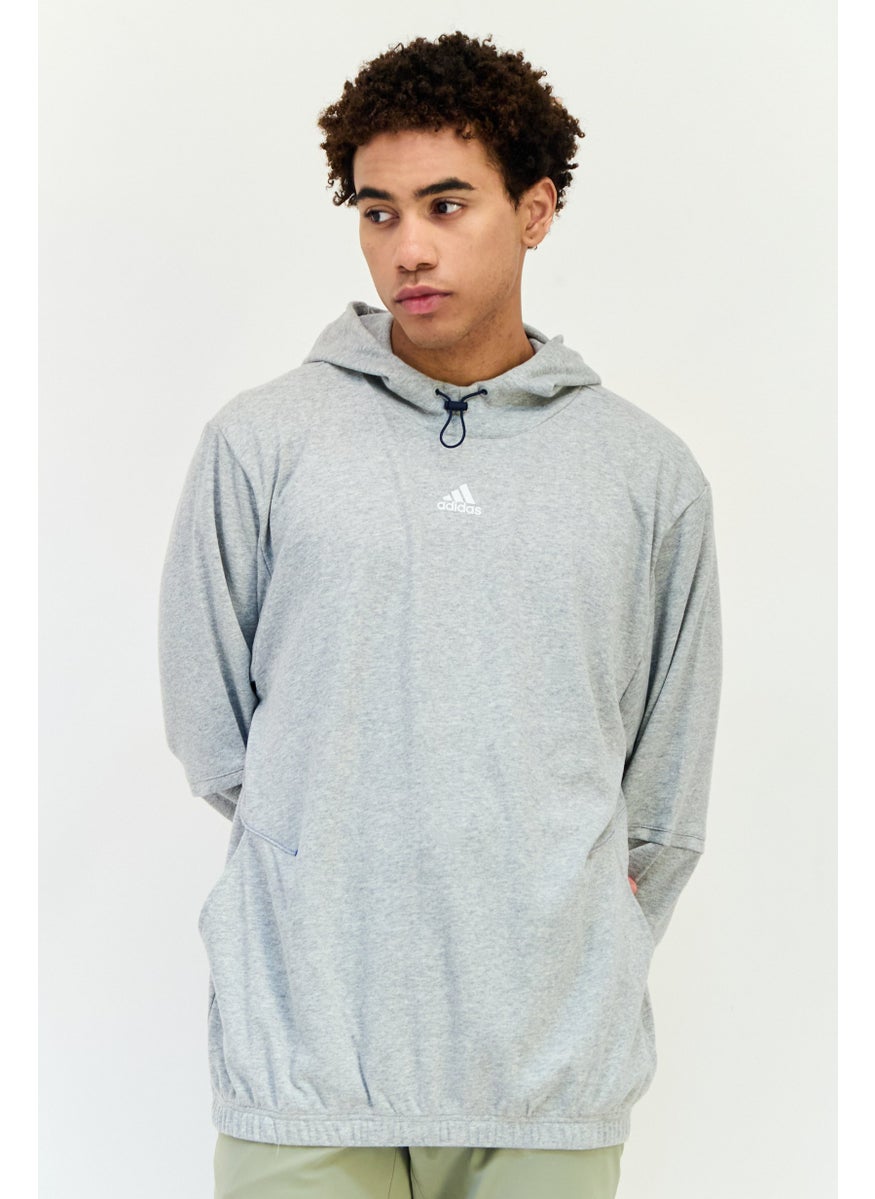 Adidas Men Sportswear Fit Long Sleeve Outdoor Sweatshirt, Grey  - Image 1