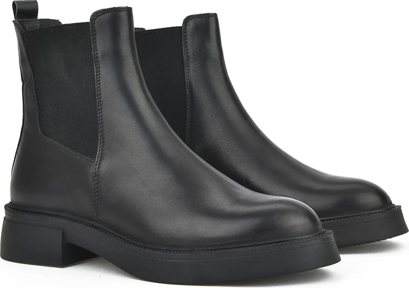 زيا , Women's Genuine Leather Boots 123359 353 Black