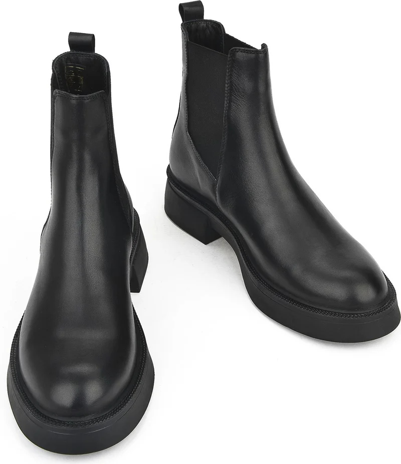 زيا , Women's Genuine Leather Boots 123359 353 Black
