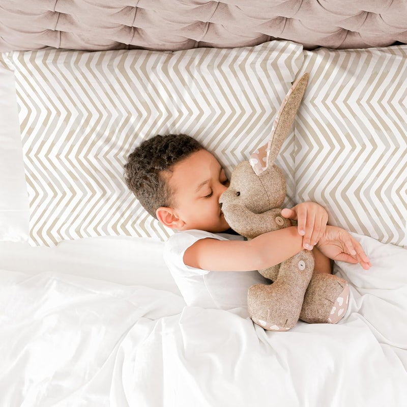 MakeMake Organics Organic Toddler Pillowcase (Set of 2) GOTS Certified Organic Cotton Pillowcase - Ultra Soft Breathable Fits 13x18 Boys Girls Neutral Unisex (14"x19", Herringbone) - Image 2