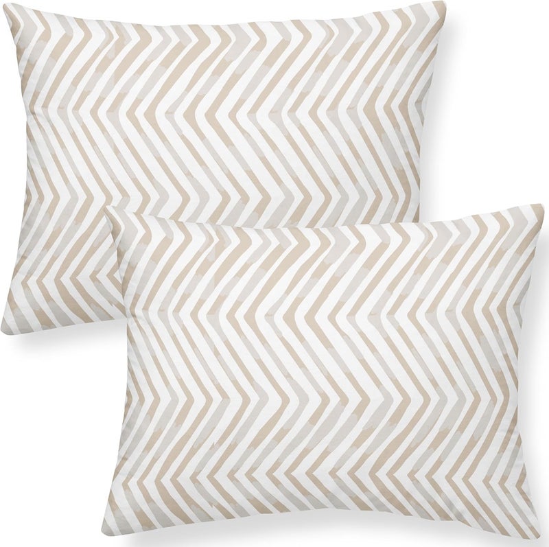 MakeMake Organics Organic Toddler Pillowcase (Set of 2) GOTS Certified Organic Cotton Pillowcase - Ultra Soft Breathable Fits 13x18 Boys Girls Neutral Unisex (14"x19", Herringbone) - Image 1