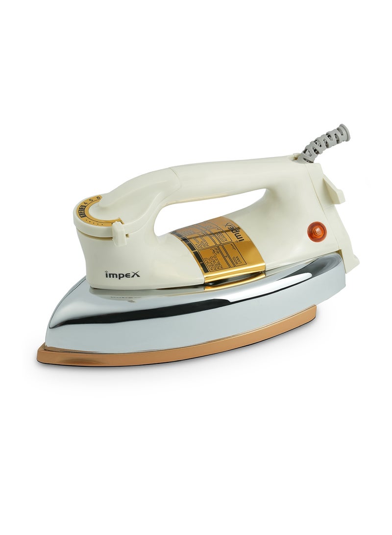 Impex Heavy Duty Dry Iron, 1.5Kg, Ceramic Coated Sole Plate, Automatic Cut-off, Power Indicator, Stable Heel Rest, Adjustable Temperature Control Knob 1200 W IB 201 White - Image 1