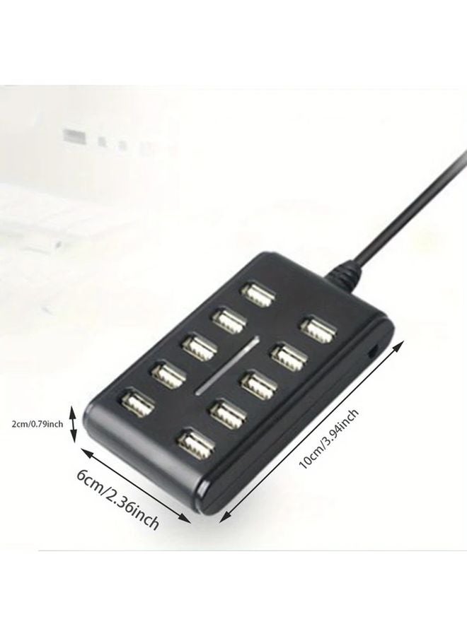 10 منفذ USB 2.0 محور مع مفاتيح تشغيل وإيقاف فردية مدمجة، تشغيل مباشر للكمبيوتر المحمول وسطح المكتب، أسود - Image 2