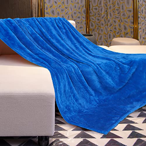 MUGD Royal Blue Throw Blanket for Couch - Soft Fleece Fuzzy Blue Blankets Women Girls Warm Blanket for Bed - Image 2
