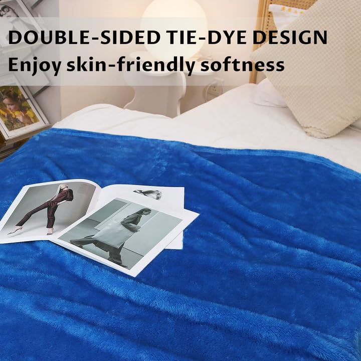 MUGD Royal Blue Throw Blanket for Couch - Soft Fleece Fuzzy Blue Blankets Women Girls Warm Blanket for Bed - Image 4