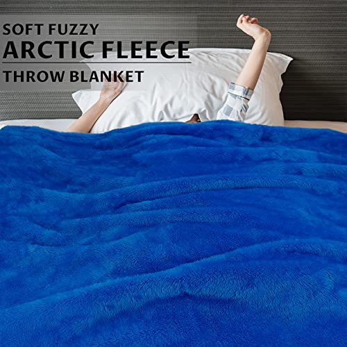 MUGD Royal Blue Throw Blanket for Couch - Soft Fleece Fuzzy Blue Blankets Women Girls Warm Blanket for Bed - Image 3