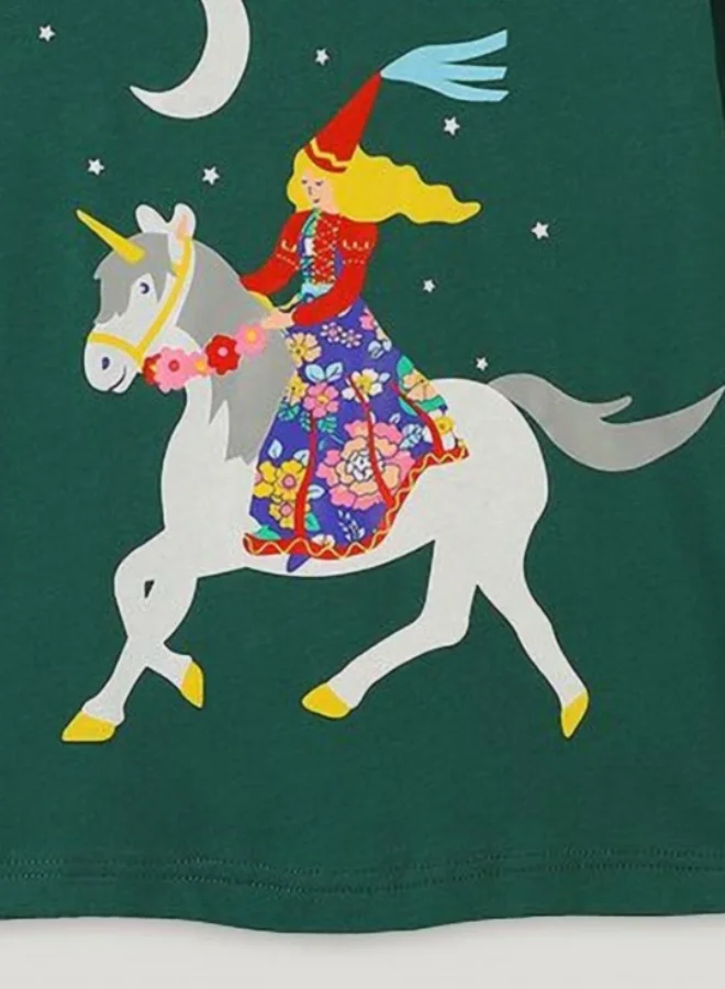 يونيكي Green Printed Long Sleeve Crew Neck T-Shirt