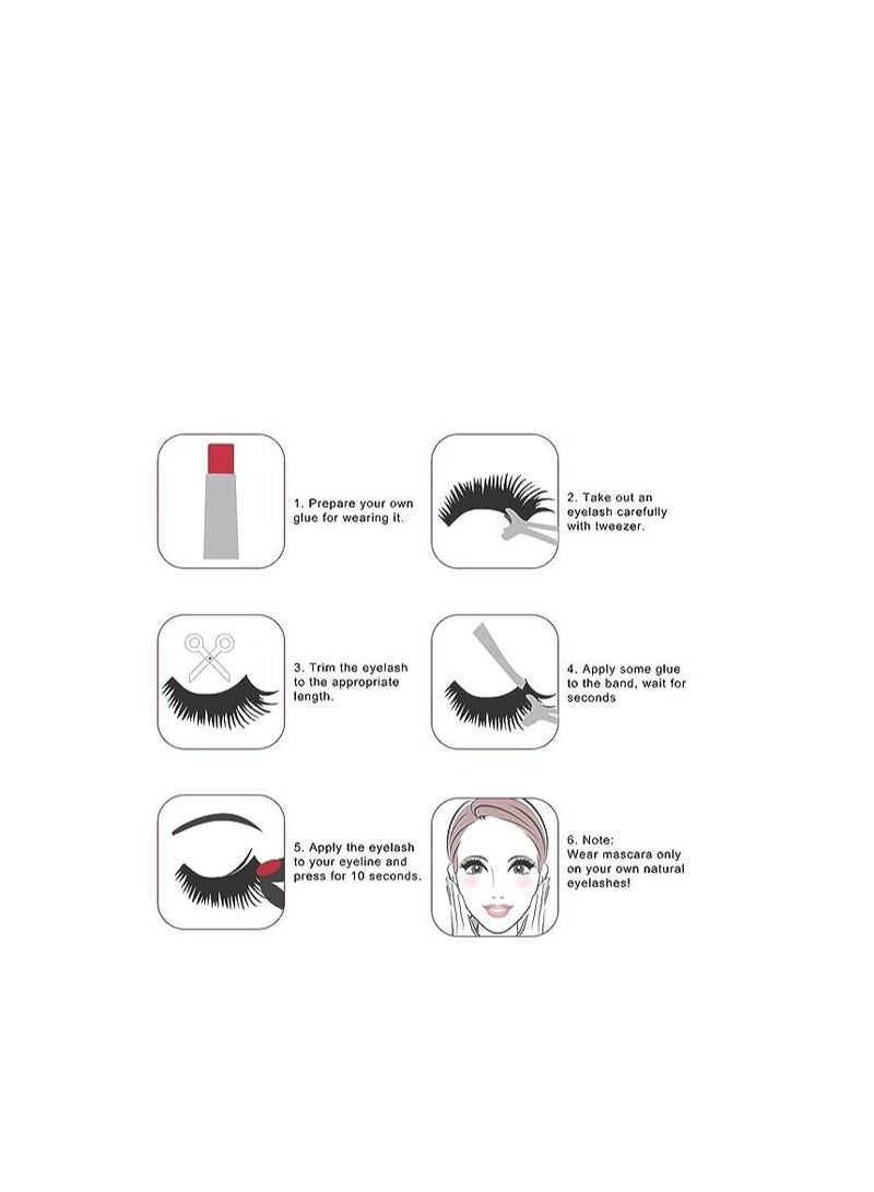 ORiTi False Eyelashes, 5 Pairs 3D Natural Fluffy Lashes, Hand-made Dramatic Thick Crossed Cluster Eye Lashes,Reusable Soft Long Lashes Pack for Makeup (G805) - Image 5