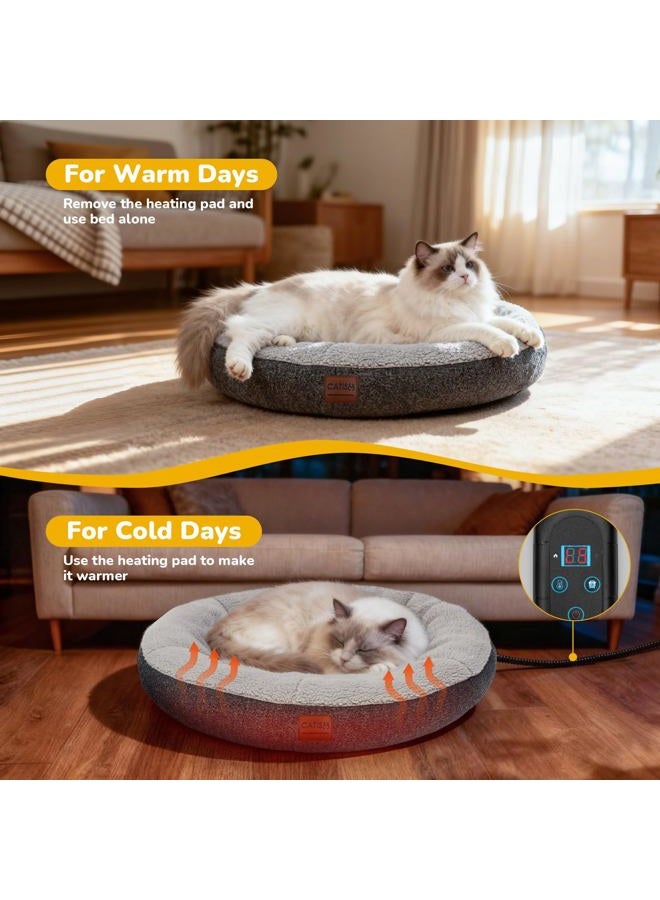 CATISM Heated Cat Bed Pet Heating Mat Heating Pad Cat Sun Lounger Adjustable Time and Temperature Safe Electric Pet Basket 48 x 30 - Image 4