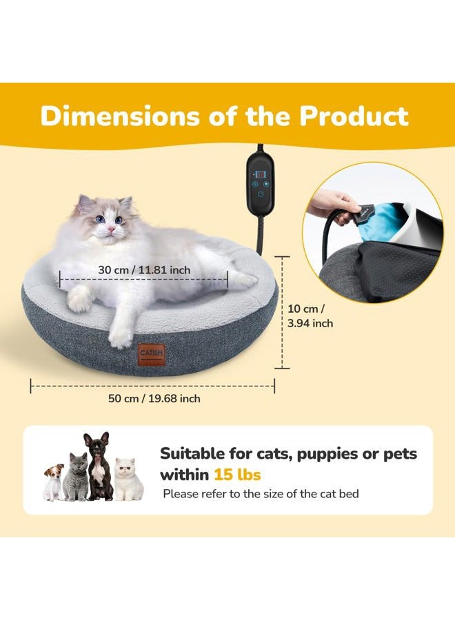 CATISM Heated Cat Bed Pet Heating Mat Heating Pad Cat Sun Lounger Adjustable Time and Temperature Safe Electric Pet Basket 48 x 30 - Image 5