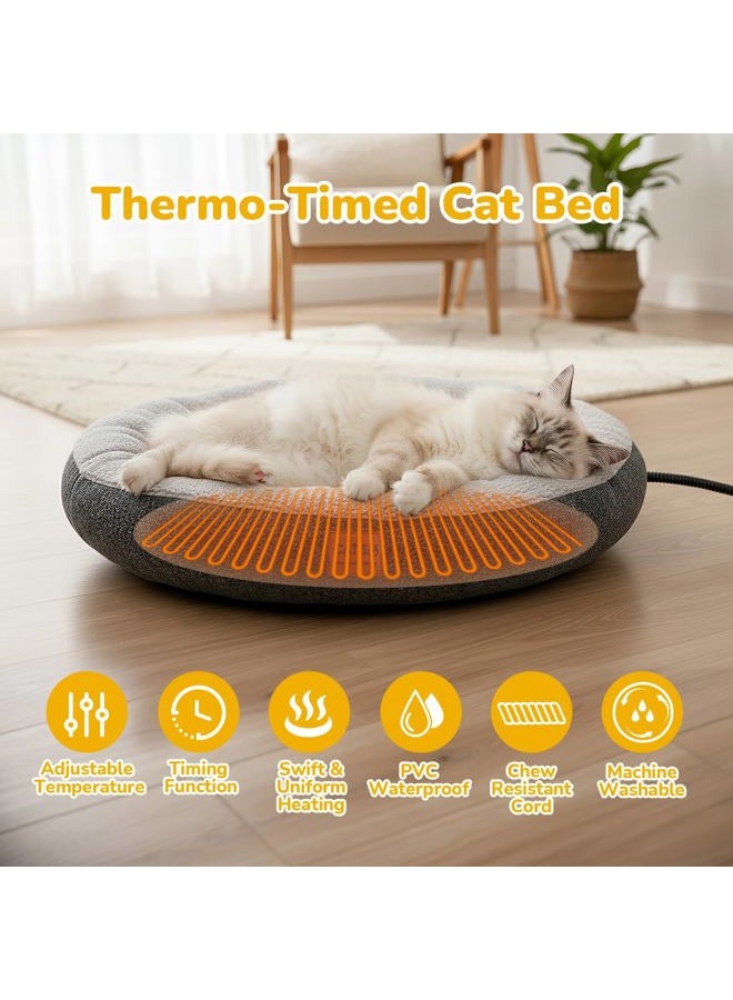 CATISM Heated Cat Bed Pet Heating Mat Heating Pad Cat Sun Lounger Adjustable Time and Temperature Safe Electric Pet Basket 48 x 30 - Image 2