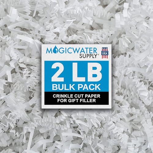 MagicWater Supply MagicWater Crinkle Cut Paper for Gift Baskets - 2LB White - Perfect for Shredded Paper Filler, Basket Filler, Gift Boxes, Bridesmaid Gifts, Halloween Stuffers & More – Ideal for All Occasions - Image 1