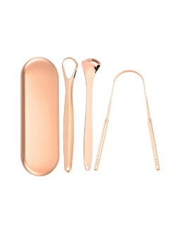 SYOSI 3-Piece Tongue Scraper Set for Oral Cleaning Reduce Bad Breath Stainless Steel with Travel Case Box  - Image 1