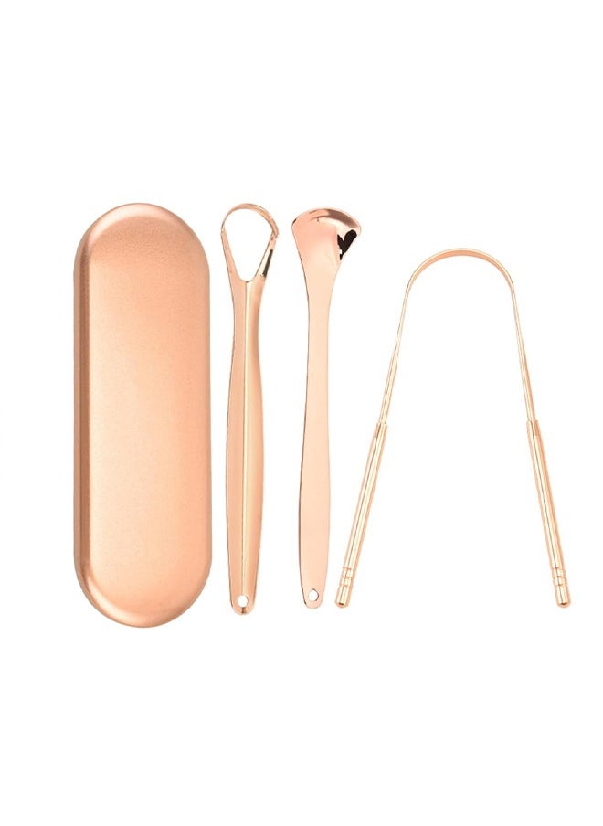 SYOSI 3-Piece Tongue Scraper Set for Oral Cleaning Reduce Bad Breath Stainless Steel with Travel Case Box  - Image 1