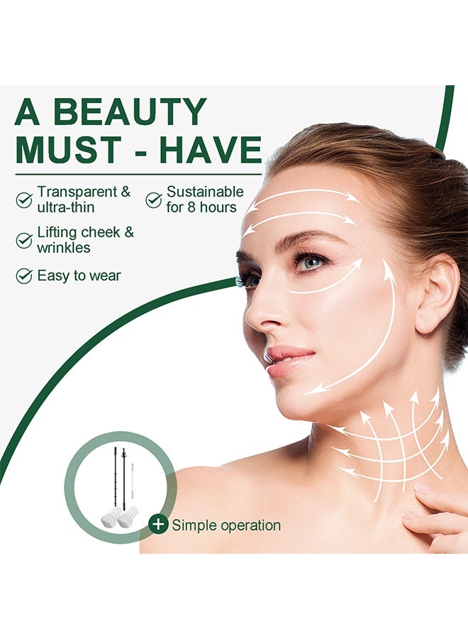 West&Month 30 Pcs Ultra-Thin Invisible Face Lifting Patch Face Lift Tape - Waterproof High Elasticity V Shape Lift Tape Stickers Breathable Face Lifting Band for Hiding Facial Wrinkles Lift Saggy Skin Hide Double Chin - Image 2
