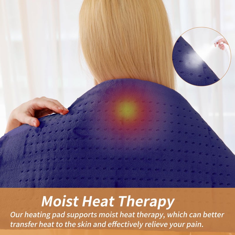 Myiosus Massaging Weighted Heating Pad For Back Pain Relief Heating Pads For Neck  Shoulder Cramp Portable Heated Pad With 3 Heat Settings & 6 Massage 18 Relaxing Combinations Auto Off 20""*24"" Dark Blue - Image 5
