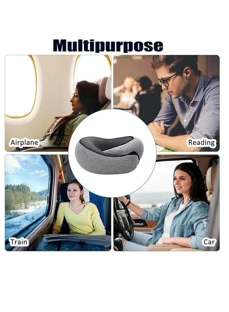 Excefore Travel Pillow, Memory Foam Travel Pillow, Memory Foam Travel Neck Pillow for Airplanes, Travel Neck Pillow, Foam Travel Pillow(Grey) - Image 5