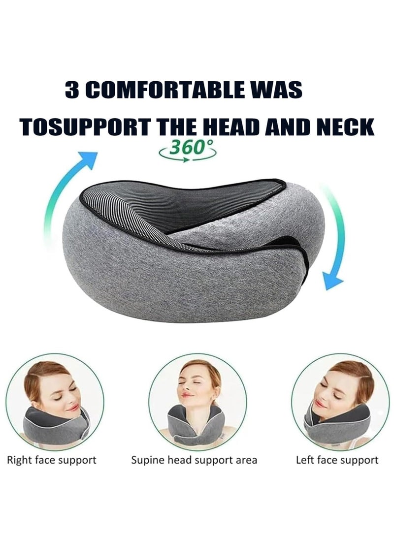 Excefore Travel Pillow, Memory Foam Travel Pillow, Memory Foam Travel Neck Pillow for Airplanes, Travel Neck Pillow, Foam Travel Pillow(Grey) - Image 2
