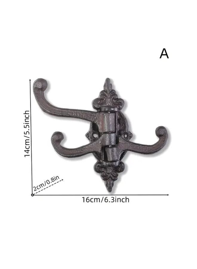 4pcs Heavy Duty Cast Iron Wall Hooks Vintage Swivel Wall Mounted Hangers For Towels Coats Hats Bags - Image 1