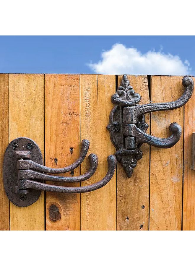 4pcs Heavy Duty Cast Iron Wall Hooks Vintage Swivel Wall Mounted Hangers For Towels Coats Hats Bags - Image 2