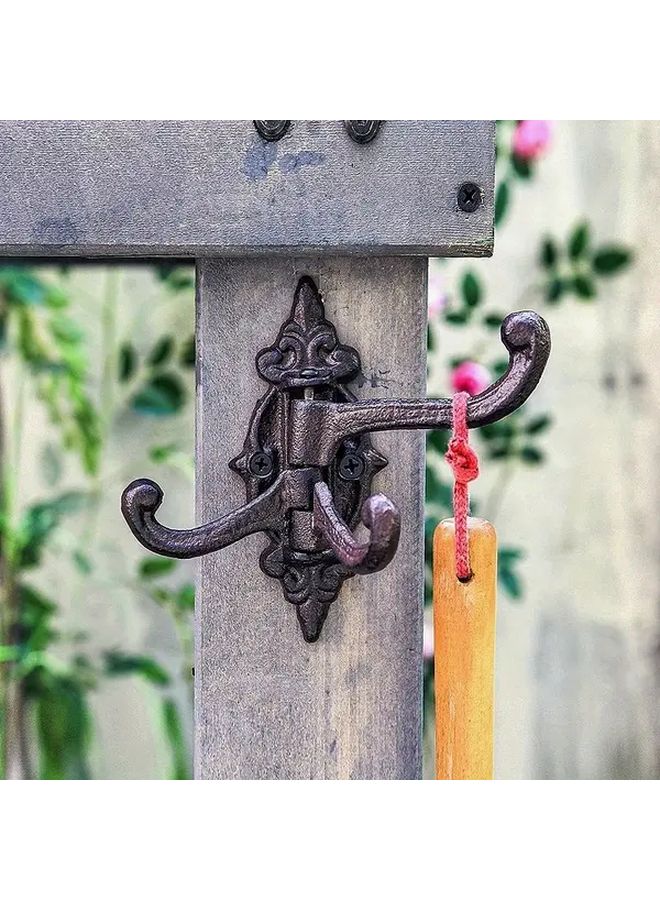 4pcs Heavy Duty Cast Iron Wall Hooks Vintage Swivel Wall Mounted Hangers For Towels Coats Hats Bags - Image 4