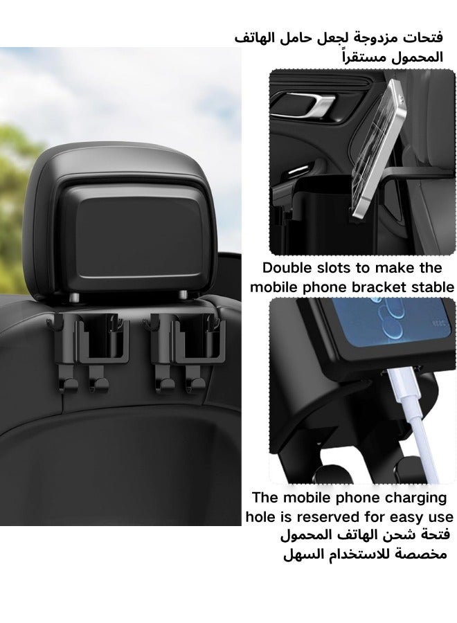 2-Piece New Multifunctional Car Seat Hooks with Phone Holder & Cup Holder - Universal Headrest Hook for Bags, Purses, Car Storage Organizer - Vehicle Accessories for Travel, Road Trips - Image 3