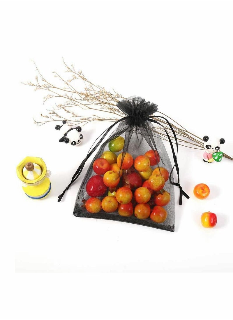 Excefore - 100pcs Black Organza Jewellery Bags with Drawstring  Little Gift Pouches Candy for Party Favor Holiday Jewelry - Image 1