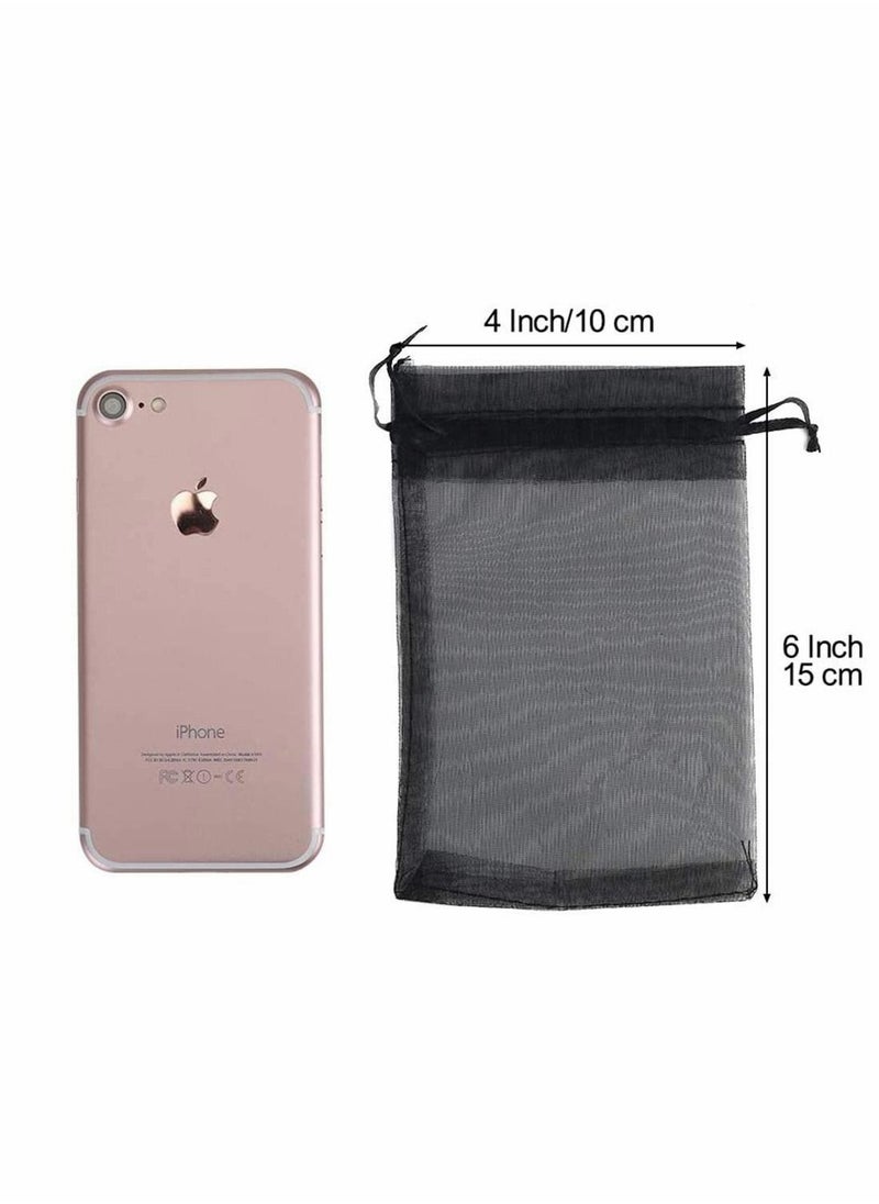 Excefore - 100pcs Black Organza Jewellery Bags with Drawstring  Little Gift Pouches Candy for Party Favor Holiday Jewelry - Image 1