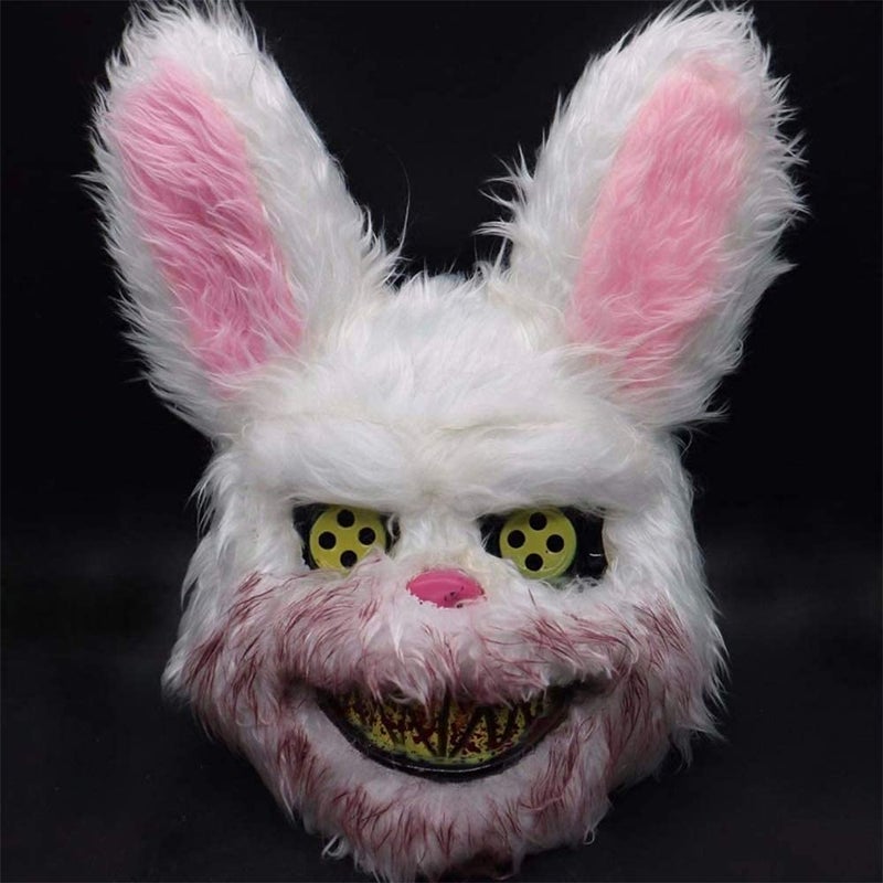 BESSEEK Bloody Plush Rabbit Bunny Head Mask Perfect for Scary Halloween Cosplay Parties Teens