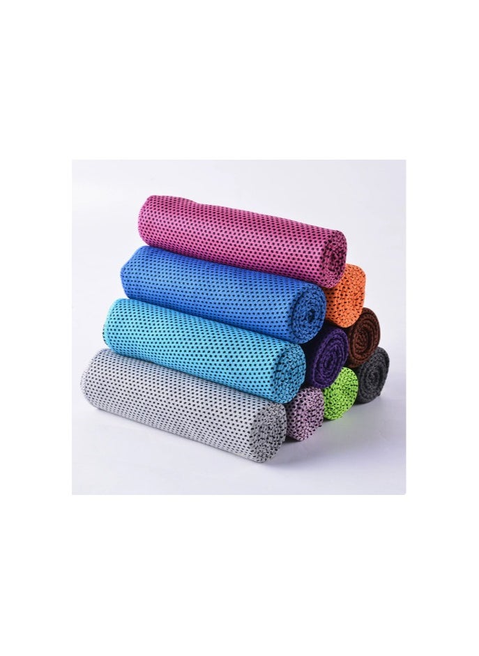 Generic Quick Drying Absorbent Towel, Yoga Fitness Absorbent Towel, 30 * 90cm Gray Cooling Towel With Silicone Portable Storage Box  - Image 2