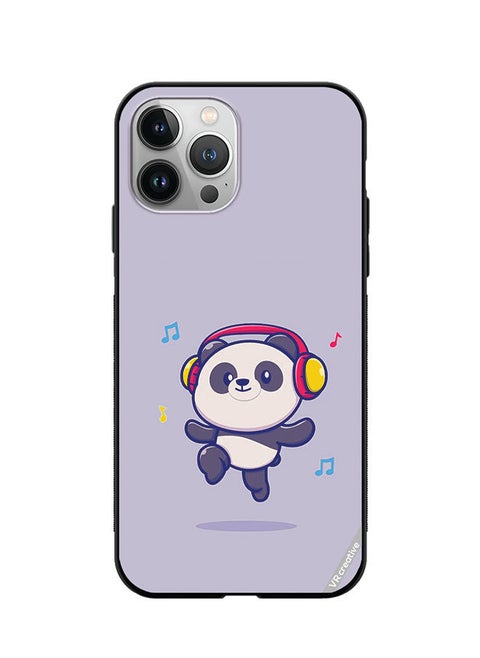 Protective Case Cover For Apple iPhone 12 Pro Max Panda With Headphone Design Multicolour