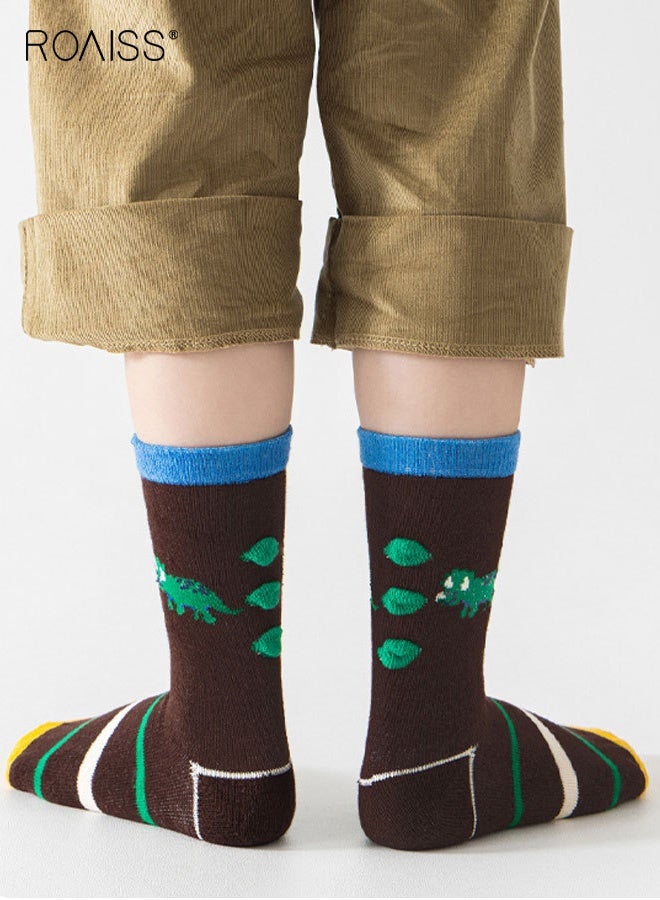 roaiss 5 Pairs Boys Mid-Calf Socks, Comfortable Sports Socks Set, Kids Crew Socks with Adorable Patterns, Cartoon Middle Tube Socks for Boys, Suitable for All Seasons - Image 4